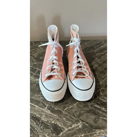 Converse Chuck Taylor All Star Platform High Top Sneakers Peach Canvas Womens  8 - Picture 3 of 6
